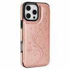 For iPhone 16 Pro Double Buckle Butterfly Embossing PU Phone Case(Rose Gold) - 2