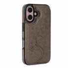 For iPhone 16 Plus Double Buckle Butterfly Embossing PU Phone Case(Grey) - 2