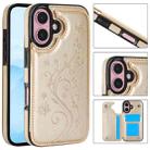 For iPhone 16 Plus Double Buckle Butterfly Embossing PU Phone Case(Gold) - 1