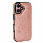 For iPhone 16 Plus Double Buckle Butterfly Embossing PU Phone Case(Rose Gold) - 2