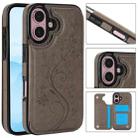 For iPhone 16 Double Buckle Butterfly Embossing PU Phone Case(Grey) - 1