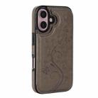 For iPhone 16 Double Buckle Butterfly Embossing PU Phone Case(Grey) - 2