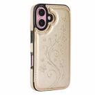 For iPhone 16 Double Buckle Butterfly Embossing PU Phone Case(Gold) - 2