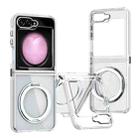 For Samsung Galaxy Z Flip5 Dual-Color Clear Acrylic Hybrid TPU 360 Rotating Holder Phone Case(White) - 1