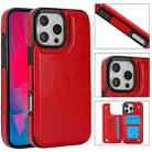 For iPhone 16 Pro Max Double Buckle Crazy Horse Texture PU Phone Case(Red) - 1