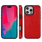 For iPhone 16 Pro Max Double Buckle Crazy Horse Texture PU Phone Case(Red) - 2