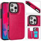 For iPhone 16 Pro Max Double Buckle Crazy Horse Texture PU Phone Case(Rose Red) - 1