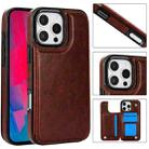 For iPhone 16 Pro Max Double Buckle Crazy Horse Texture PU Phone Case(Brown) - 1