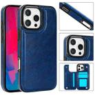 For iPhone 16 Pro Double Buckle Crazy Horse Texture PU Phone Case(Blue) - 1