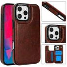 For iPhone 16 Pro Double Buckle Crazy Horse Texture PU Phone Case(Brown) - 1