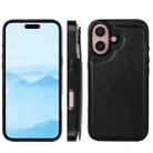 For iPhone 16 Plus Double Buckle Crazy Horse Texture PU Phone Case(Black) - 2