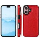 For iPhone 16 Plus Double Buckle Crazy Horse Texture PU Phone Case(Red) - 2