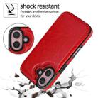 For iPhone 16 Plus Double Buckle Crazy Horse Texture PU Phone Case(Red) - 3