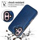 For iPhone 16 Plus Double Buckle Crazy Horse Texture PU Phone Case(Blue) - 3