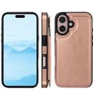 For iPhone 16 Plus Double Buckle Crazy Horse Texture PU Phone Case(Rose Gold) - 2