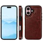 For iPhone 16 Plus Double Buckle Crazy Horse Texture PU Phone Case(Brown) - 2