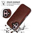 For iPhone 16 Plus Double Buckle Crazy Horse Texture PU Phone Case(Brown) - 3