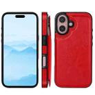 For iPhone 16 Double Buckle Crazy Horse Texture PU Phone Case(Red) - 2