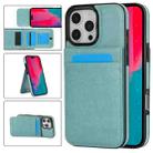 For iPhone 16 Pro Max Solid Color Card Slots Bracket PU Phone Case(Mint Green) - 1