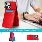 For iPhone 16 Pro Solid Color Card Slots Bracket PU Phone Case(Red) - 2