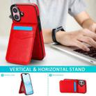 For iPhone 16 Plus Solid Color Card Slots Bracket PU Phone Case(Red) - 2