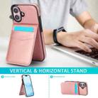 For iPhone 16 Plus Solid Color Card Slots Bracket PU Phone Case(Rose Gold) - 2