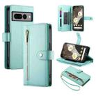 For Google Pixel 7 Pro Nine Card-slot Zipper Wallet Bag Leather Phone Case(Mint Green) - 1