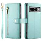 For Google Pixel 7 Pro Nine Card-slot Zipper Wallet Bag Leather Phone Case(Mint Green) - 2