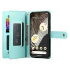 For Google Pixel 7 Pro Nine Card-slot Zipper Wallet Bag Leather Phone Case(Mint Green) - 3