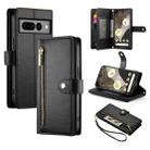 For Google Pixel 7 Pro Nine Card-slot Zipper Wallet Bag Leather Phone Case(Black) - 1