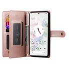 For Google Pixel 7a Nine Card-slot Zipper Wallet Bag Leather Phone Case(Pink) - 3