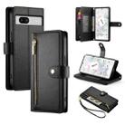 For Google Pixel 7a Nine Card-slot Zipper Wallet Bag Leather Phone Case(Black) - 1
