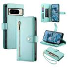 For Google Pixel 8 Pro Nine Card-slot Zipper Wallet Bag Leather Phone Case(Mint Green) - 1