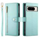 For Google Pixel 8 Pro Nine Card-slot Zipper Wallet Bag Leather Phone Case(Mint Green) - 2