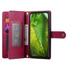 For Google Pixel 8a Nine Card-slot Zipper Wallet Bag Leather Phone Case(Red) - 3