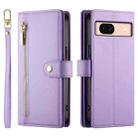 For Google Pixel 8a Nine Card-slot Zipper Wallet Bag Leather Phone Case(Purple) - 2