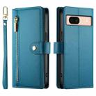 For Google Pixel 8a Nine Card-slot Zipper Wallet Bag Leather Phone Case(Blue) - 2