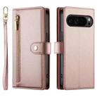 For Google Pixel 9 Pro XL Nine Card-slot Zipper Wallet Bag Leather Phone Case(Pink) - 2