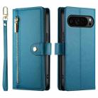 For Google Pixel 9 Pro XL Nine Card-slot Zipper Wallet Bag Leather Phone Case(Blue) - 2