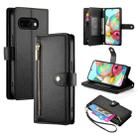 For Google Pixel 9a Nine Card-slot Zipper Wallet Bag Leather Phone Case(Black) - 1