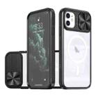 For iPhone 11 Clear Acrylic + PC + TPU MagSafe Lens Sliding Cover Full Coverage Phone Case(Black) - 1