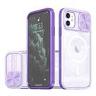 For iPhone 11 Clear Acrylic + PC + TPU MagSafe Lens Sliding Cover Full Coverage Phone Case(Purple) - 1