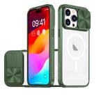 For  iPhone 12 Pro Max Clear Acrylic + PC + TPU MagSafe Lens Sliding Cover Full Coverage Phone Case(Olive Green) - 1