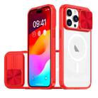 For  iPhone 12 Pro Max Clear Acrylic + PC + TPU MagSafe Lens Sliding Cover Full Coverage Phone Case(The Chinese Red) - 1