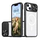 For iPhone 14 / 13 Clear Acrylic + PC + TPU MagSafe Lens Sliding Cover Full Coverage Phone Case(Black) - 1