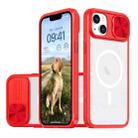 For iPhone 14 / 13 Clear Acrylic + PC + TPU MagSafe Lens Sliding Cover Full Coverage Phone Case(The Chinese Red) - 1