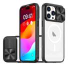 For  iPhone 14 Pro Max Clear Acrylic + PC + TPU MagSafe Lens Sliding Cover Full Coverage Phone Case(Black) - 1