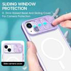 For iPhone 14 Plus Clear Acrylic + PC + TPU MagSafe Lens Sliding Cover Full Coverage Phone Case(Purple) - 3