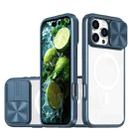 For iPhone 16 Pro Max Clear Acrylic + PC + TPU MagSafe Lens Sliding Cover Full Coverage Phone Case(Navy Blue) - 1