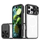 For iPhone 16 Pro Max Clear Acrylic + PC + TPU MagSafe Lens Sliding Cover Full Coverage Phone Case(Black) - 1